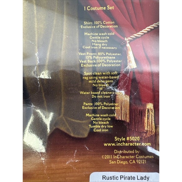 Incharacter Rustic Pirate Lady Costume Plus 3X Corset Gauze Blouse Boot Tops Hat - Picture 3 of 15